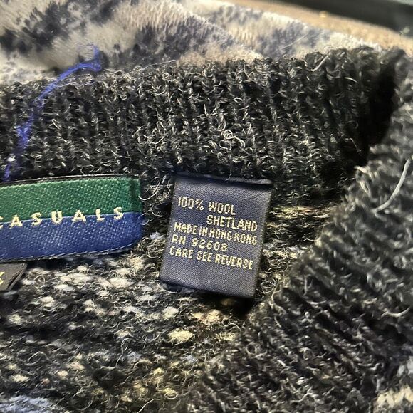 Vintage R&R Casuals Fair Isle Shetland Wool Sweater XL - Picture 5 of 7